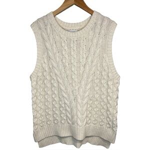 Nicole Miller Cream Cable Knit Sweater Vest